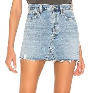 Agolde Quinn Skirt in Swapmeet | Light Wash Denim